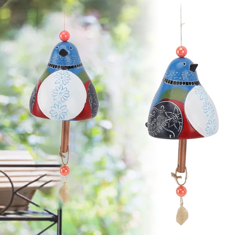 Resin Bird Wind Chime Resin Wood Hand Painted Delightful Melody