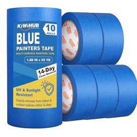 10 Rolls Painters Tape 2 inch Wide, Blue Painters Tape Bulk, Blue Masking Tape for Multi Purpose, Wall Painting, Home Improvement, DIY Crafts, 1.88 Inch x 550 Yards