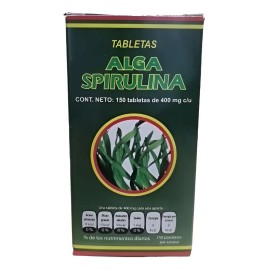 Alga Spirulina 150 Tablet Centro Botánico Azteca 400mg Sin Gluten                                                                                     