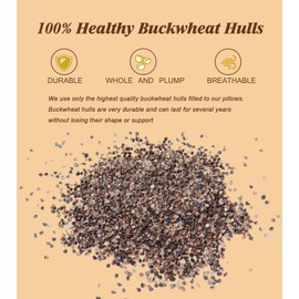 Edomi Buckwheat Pillow Cooling Neck Pillows Buckwheat Hulls Filling Adjustable Loft Custom Pillow, Cervical Support for Back,Stomach and Side Sleepers, Cotton Zipper Case(20x11 Inch, Blue)