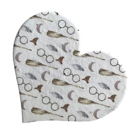 Of The Earth Handmade Paper - Wildflower Seed Paper Large Hearts - Party Favor Print Variations - 3" x 2" - Set of 45 - Double Sided w/Planting Instructions (Young Wizard)
