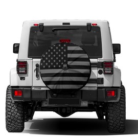 Foruidea Black America Flag Spare Tire Cover with Backup Camera Hole Wheel Tire Cover Fit Trailer, RV, SUV and Many Vehicle 18inch