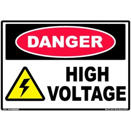 Danger High Voltage Warning Sticker Decal Label 5" x 7" Red, Black, Yellow OSHA ANSI Electrical Cabinet Shock Hazard Made in Texas
