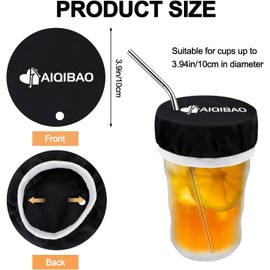 Drink Covers for Alcohol Protection,Reusable & Washable Drink Cover with Straw Hole, Drink Protector for Women Men,Black Cup Covers Packing with Key Ring