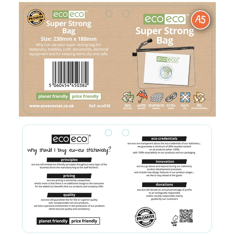 eco-eco A5 95% Recycled Super Strong Bag Waterproof Mesh Tuff