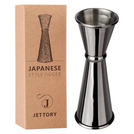 Jettory Jigger - Japanischer Jigger 1oz / 2oz mit Messungen im Inneren - Cocktail Jigger - Jigger aus lebensmittelechtem Edelstahl 304 für Bartending - Bar-Messjigger (Schwarz)