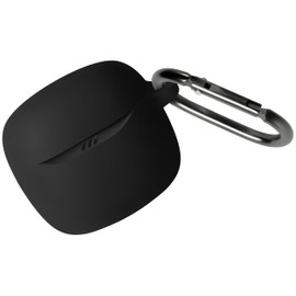 Geiomoo Silicone Case for JBL Tune Flex 2, Soft Flexible Scratch Resistant Protective Cover with Carabiner (Black)