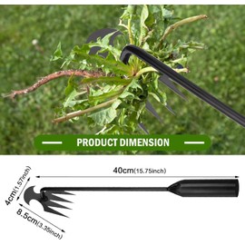 HUZHIBING Garden Weed Pulling Tool, 2025 New Stainless Steel Weeder Tool，Grandpas Weeder Tool with Handle, Puller Tool 4 Tooth Manganese Steel, for Gardening Backyard Farm