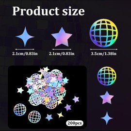 Disco Ball Confetti, 200 Pcs Double-Sided Iridescent Party Decorations Glitter Table Confetti Perfect for Bachelorette, Birthday, Bridal Shower, Engagement, and Disco Themed Events