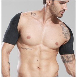 Double Shoulder Support Shoulder Wrap Protector, Wrap Protector Shoulder Unisex, Relief Shoulder Injuries, Tendonitis, Outdoor Hiking Lifting Sports (Black, M)