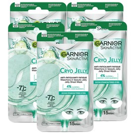 Garnier Cryo Jelly Eye Mask Eye Silk Skaming in Bianchy Crectable Anti-Fatic Effect with Hyaluronic Acid Discan Doccan Window Vegan - 5 Packs 1 Application