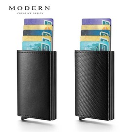 슬림형 카드 수납 지갑 RFID 차단 미니 머니클립 휴대용 케이스 [블랙] Slim Card Holder Wallet RFID Blocking Mini Money Clip Portable Case [Black]