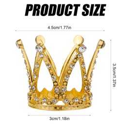 PEUTIER 3pcs Crown Cake Topper, Rhinestone Cake Toppers Cute Wedding Crowns Decorations Royal Cupcake Toppers Mini Crowns Cake Decor Silver Pink Gold Crown Decorations for Bouquets Party Wedding Birthday