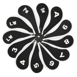 PATIKIL Golf Club Head Cover, 12 Pcs Number Golf Club Irons Covers Neoprene Driver Headcover Golf Lovers Gifts for Men Women, White