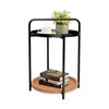 2 Tier Round Side Table, 16" Small Metal End Table