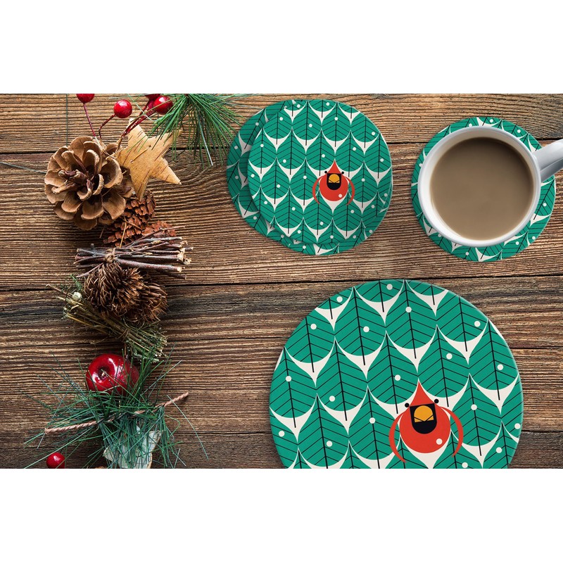Charley Harper Coniferous Cardinal Absorbent Stone Trivet