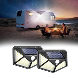 Hiseanllo Solar RV Porch Light - Motion Activated, Waterproof Exterior RV Awning Lights for Camper, Motorhome, Travel Trailer (2 Pack)