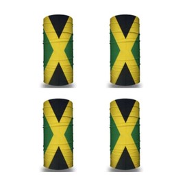 PSQIYMP 4 Pack Jamaican Flag Neck Gaiter – Jamaica Face Cover, UV Protection Bandana Mask, Breathable Balaclava Scarf for Festivals, Sports, Travel, Outdoor Use