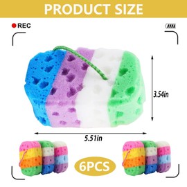 6 Pcs Sponges Bath, Bath Sponge, Body Sponge, Shower Sponge, Kid Sponges for Bath Exfoliating Sponge Body for Men Women Shower Sponges for Cleaning Exfoliating Body