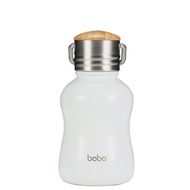 YOHKOH Mini Vacuum Insulated Water Bottle With Bamboo Lid - Stainless Steel Thermos Water Bottle for Women Girls Kids, Metal Sports Hot and Cold Water Bottle Leak-Proof BPA-Free (6.4oz,White)