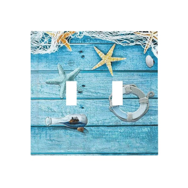 Summer Beach Starfish 2 Gang Double Toggle Light Switch Cover