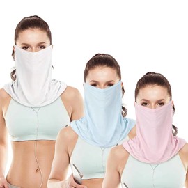 TIEHOARO 3 Pieces Women Sun Face Cover Scarf Chiffon Neck Gaiter Women Sun Scarf Cool Neck Gaiter Shield Scarf Fishing Face Cover for Outdoor Activities, 3 Colors