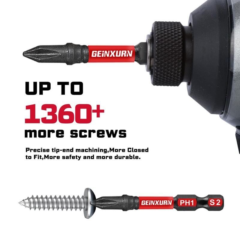 Geinxurn 41pieces Screwdriver Bits Set, Impact Magnetic S2 Steel Multi