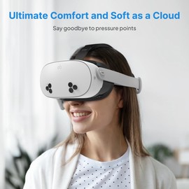 IKWOLETI Facial Interface for Quest 3S - Facial Interface and Face Pads Compatible with Meta/Oculus Quest 3S Accessories, Comfort PU Leather Foam and Breathable Ice Silk Cotton Pad Replacement