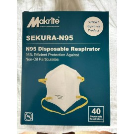 Makrite Sekura-N95 Disposable Respirator Face Mask - 40 Pack