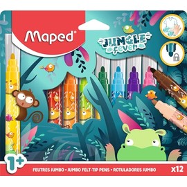 'Maped Rotulador Jumbo Jungle Fever X12 - Colores Vivos para Creatividad sin Fin - Dimensiones Ideales
