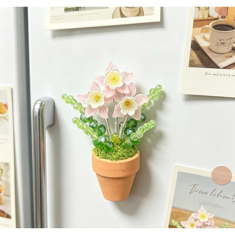 1 Pc Bling Beads Plants Refrigerator Magnets Potte, Cute Handcrafted
