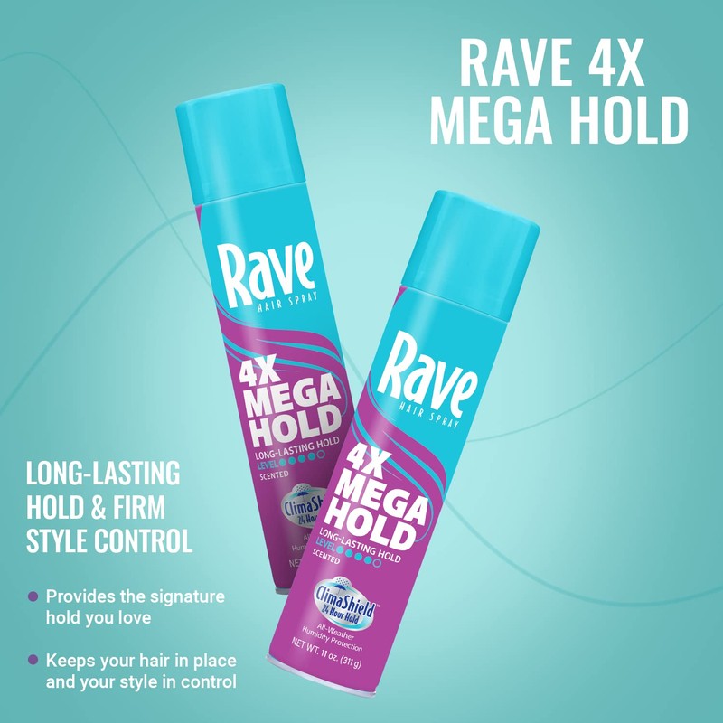 Rave 4X Mega Long-Lasting Firm Hold Scented Hair Spray for