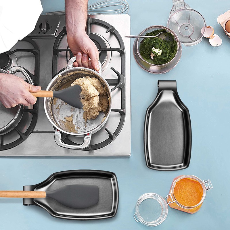 Black Stainless Steel Spoon Rest for Kitchen Stove Top, Herogo