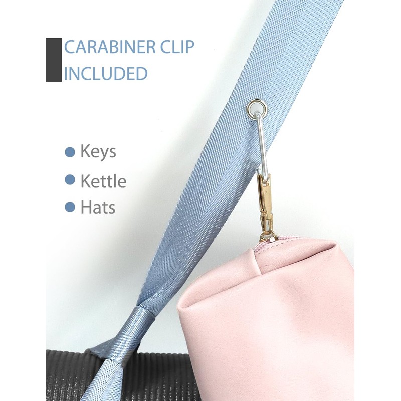 Yoga Mat Strap with Carabiner Clip, Adjustable Carrier for Yoga
