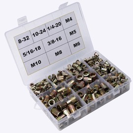 340 Pieces Rivet Nuts 8-32 10-24 1/4-20 5/16-18 3/8-16 Metric Rivet Nuts M4 M5 M6 M8 M10 Nutsert RIV Nuts Threaded Insert Nuts Kit Carbon Steel