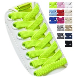 Puzeam 2 Pairs Elastic Laces - No Tie Shoelaces for Kids, Adults Trainers Shoes Neon green 120