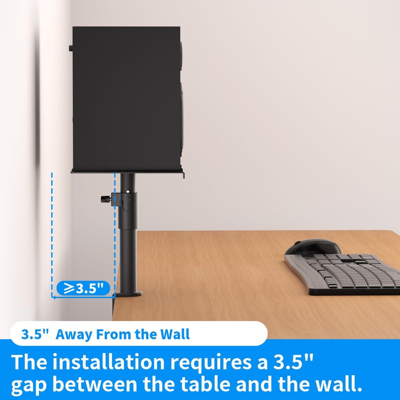 suptek Clamp-on Speaker Stand Desk Mount Set, Height Adjustment, Swivel,