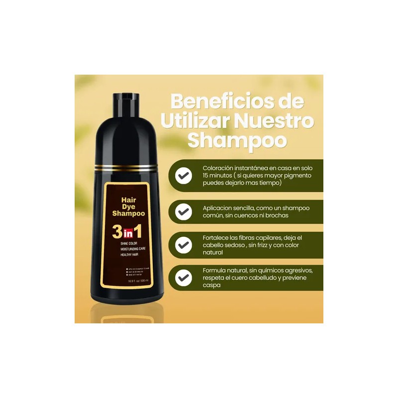 Shampoo Tinte Instantáneo Cubre Canas Natural Jengibre 500ml