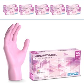 ARNOMED Disposable Gloves, Pink, XS, S, M, L, Pack of 1000 (10 x 100)