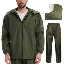 Sanwa Rain Wear, Men's Rain Suit, Top and Bottom Set, Water Resistance: 39.4 ft (10,000 mm), H2O, (Transparent Brim, Removable Hood, Double Layer Water Stop, Mesh Lining) Raincoat, Kappa, Golf,