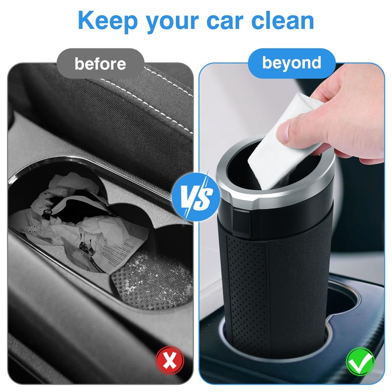 Car Trash Can Bin with Lid, 2 Packs Mini Leakproof
