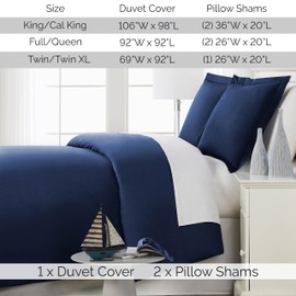 Southshore Fine Living, Inc. Oversized King/California King Duvet Cover Set – Lightweight Duvet Cover with 2 Shams, Stain-Resistant Duvet Cover, Navy Blue
