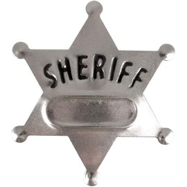 HAPPY DEALS ~ Sheriff Badges for Kids | Pack of 12 | Silver Star with Name Space Party Favor Toys
