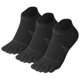 VWELL Toe Socks for Men/Women, COOLMAX Five Finger Socks, Compression Athletic Running Socks Ankle Toe Socks (3Pairs)