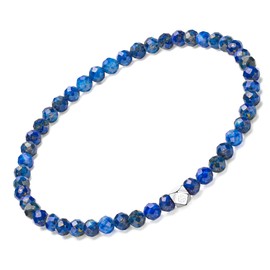 EUMENIDES Natural Crystal Stone Bracelet, 4MM, Elastic Band, Natural Gemstones, (Lapis lazuli,4MM)