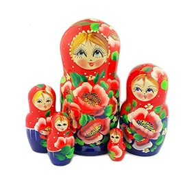 The Christian World Matryoshka Dolls 5 Nested Nesting Dolls Poppy Flowers Hand Painted Gift vbn-fh-3551