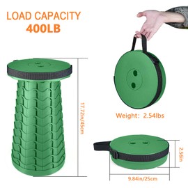 Boreeman Upgraded Folding Stool Lightweight Yet More Sturdy with Load Capacity 400lbs Portable Collapsible Stool for Camping Fishing Hiking BBQ (Army Green)