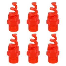 sourcing map 6Pcs Spiral Cone Nozzles, 3/8" Male PP Plastic Dust Remove Sprayer Atomization Sprinkler for Garden Watering Fire Proof Gas Cooling, Red
