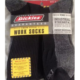 Dickies Big and Tall Men's Dri-Tech Comfort Crew Work Socks 5-Pack New XL Set