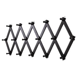 SCUNDA Accordion Wall Hanger with 16 Hooks Wooden Wall Expandable Coat Rack for Coa